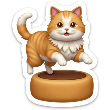 Cat jumping  on top dog sticker