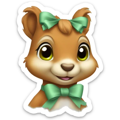 Cute squirrel with sage green bow sticker
