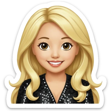 Sabrina Bryan from Cheetah Girls with long blonde hair, black sequin outfit sticker