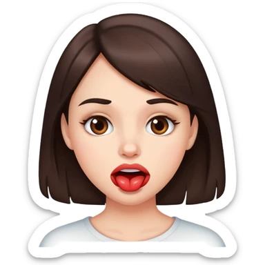 Brunette girl nervously biting her lip sticker