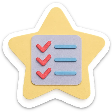 soft pastel cute star-shaped checklist icon with a pastel yellow background sticker