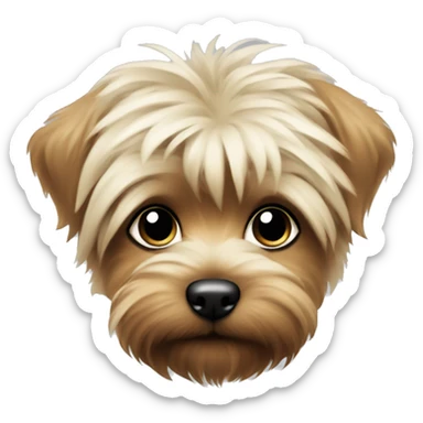 Small fluffy black and blonde Yorkshire puppy sticker