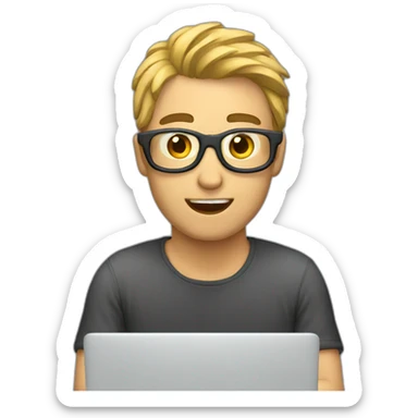 a guy watching a video on the internet sticker