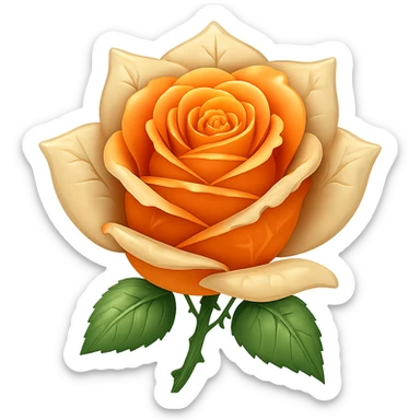 Make the ice rose orange. The original style is emoji style, but since emoji style does not support editing, please keep the emoji style look while making the rose orange and removing the background. sticker