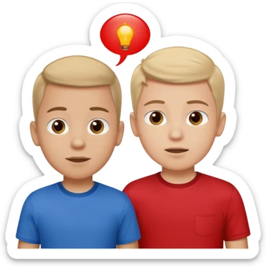 Two boys talking to each other. sticker