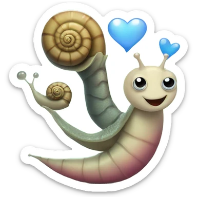 Cute snail and eel in love  sticker