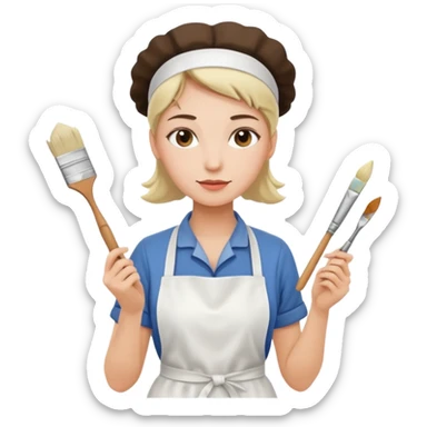 woman-artist in a white apron sticker