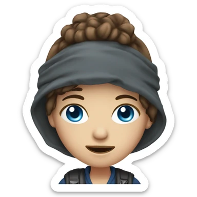 girl with brown hair and blue eyes holding camera sticker