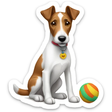 smooth fox terrier dog with toy sticker