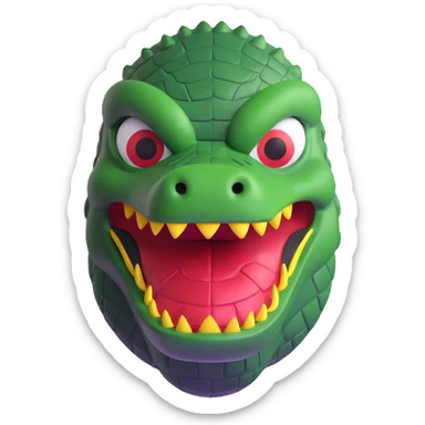 alligator luchador mask with scaly texture and menacing eyes sticker