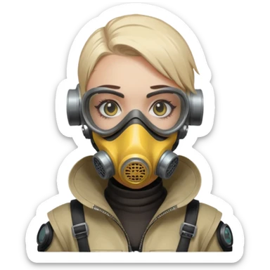 cyberpunk gasmask girl programmer buzzcut  sticker
