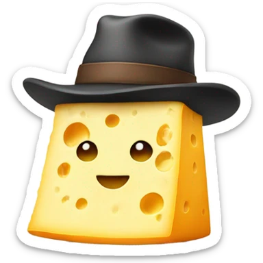 Cheese with a hat sticker