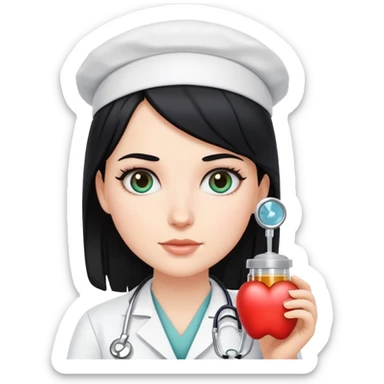 white girl with black hair doctor sticker