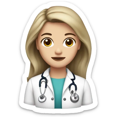 Brunette long hair, doctor, fairest skin, black eye color sticker
