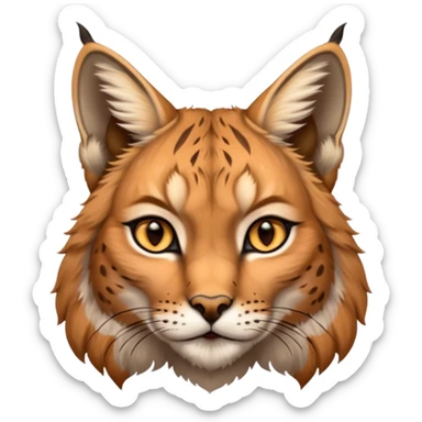A high-resolution photo-realistic digital illustration of a majestic lynx, chest upward A high-resolution, photo-realistic digital illustration of a majestic young Eurasian lynx, shown from the shoulder upwards with lyx markings sticker