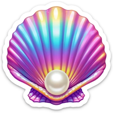 Lisa Frank sparkle sea shell with pearl ￼ sticker