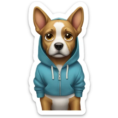 Smug dog wearing hoodie standing sticker