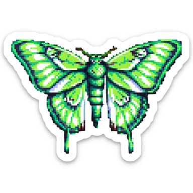 luna moth with vibrant green colors sticker