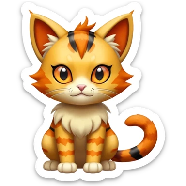 Shiny Cute Adorable Meowth-Litten-Litleo-Hybrid-Creature with pattern-markings sticker