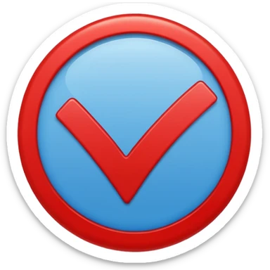 A blue check in a circle with a diagonal line through it sticker