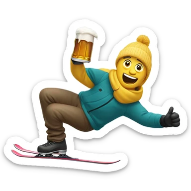 Crazy skier deleting beer  sticker