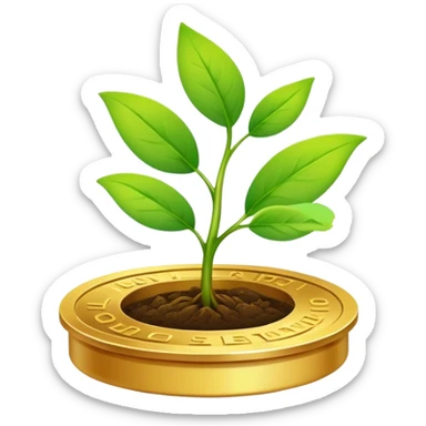 A gold coin growing into a seedling sticker