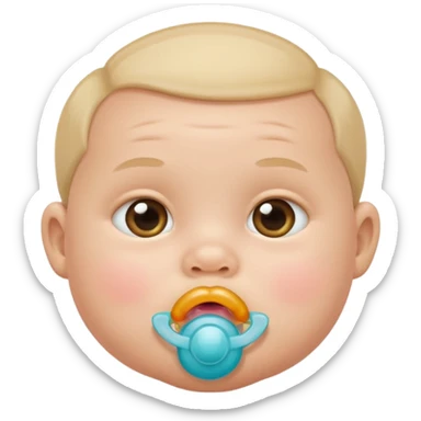baby with pacifier on mouth sticker