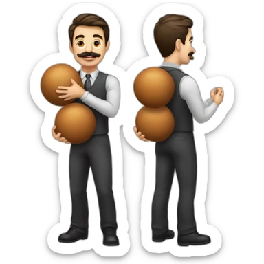 Handsome Man with mustache strenuously carrying heavy balls sticker