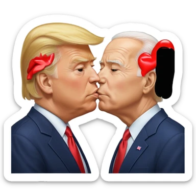 Donald Trump and Joe Biden kissing sticker