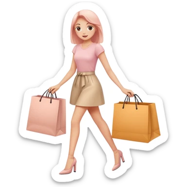 Blush face with shopping bag and hands and legs sticker