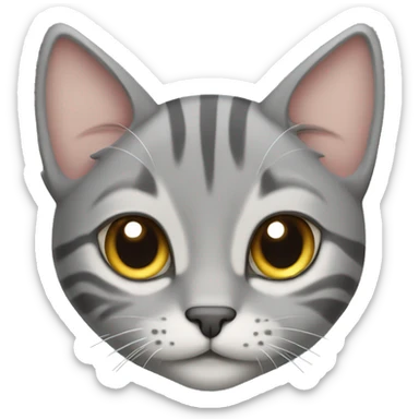 Grey tabby cat with perked up ears sticker