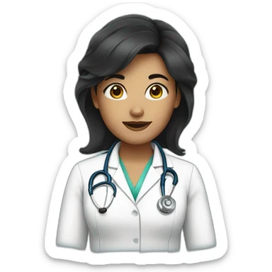 dark hair woman doctor sticker