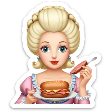 marie antoinette eating spam meat at cafe sticker