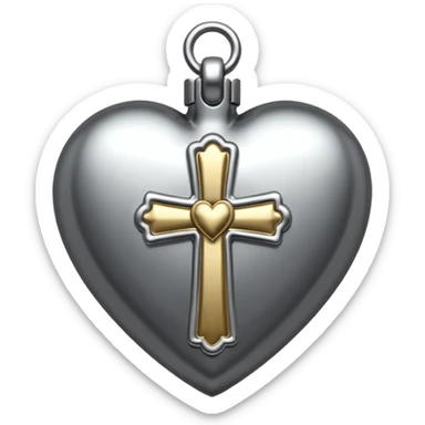 Chrome heart cross monochrome sticker