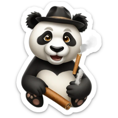 Panda smocking cigar sticker