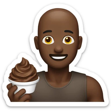 A man eating a bowl of chocolate ice cream sticker