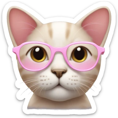 Cute cat with baby pink glasses sticker