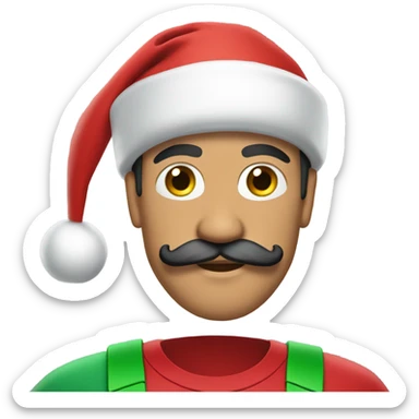 Mexican wearing a Nike tech with a mustache and goatee with a Santa hat on  sticker