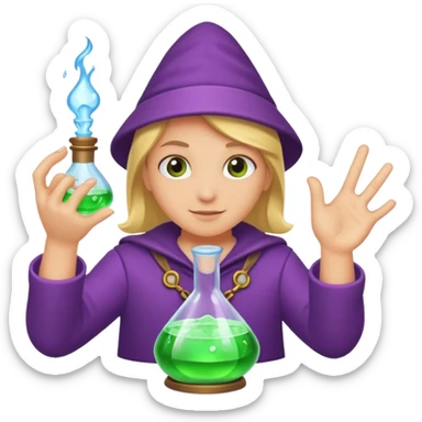 potion maker snapping fingers crystal spark idea sticker