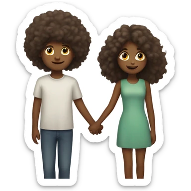 boy with fluffy hair holding hands with girl sticker