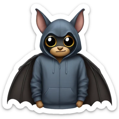 Bat wearing a hoodie sticker