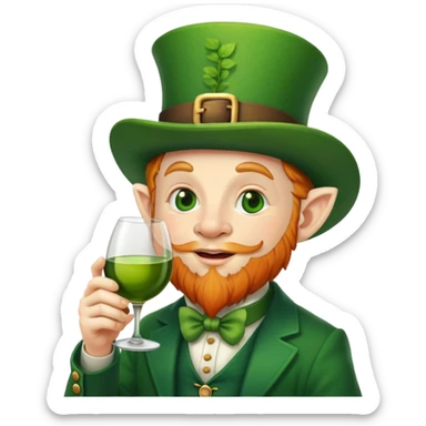 Leprechaun sipping wine  sticker