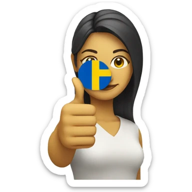 Woman with a swedish flag thumb up  sticker