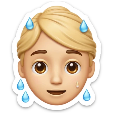 Emoji winding head with hand and sweat droplets on head sticker