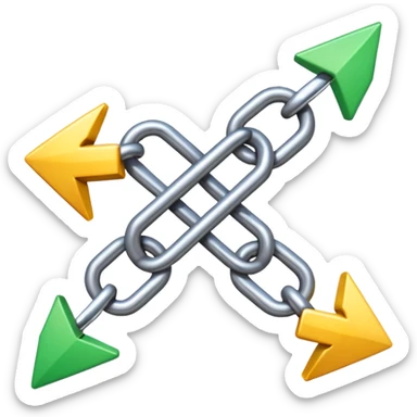 iPhone-style emoji of a chain link with an integrated forward arrow, symbolizing leading the way and purposeful connection, clean and energetic sticker