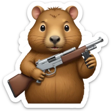 capybara holding a gun sticker
