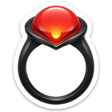 iOS sticker, dark fantasy ring, black metal, red inner glow, minimal sticker