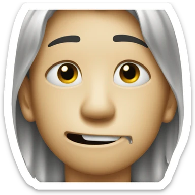 A broken smile face emoji trying to keep their tears in. sticker