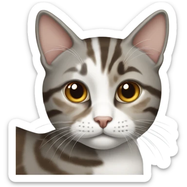 gray white and brown tabby cat sticker