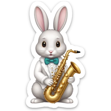 rabit playing saxophone jazz sticker